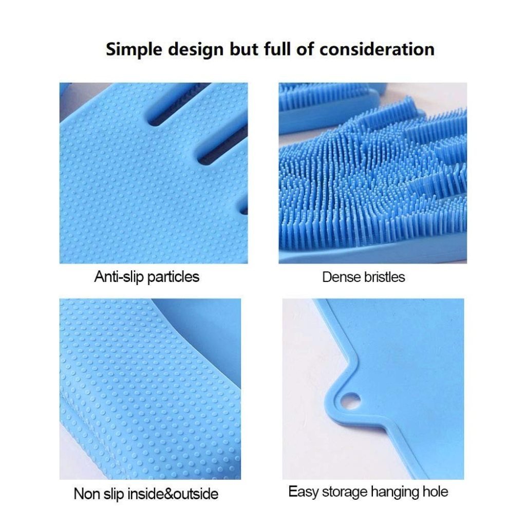 Multicolor Magic Silicone Cleaning Gloves for Kitchen, Dishwashing & Pet Grooming