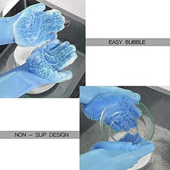Multicolor Magic Silicone Cleaning Gloves for Kitchen, Dishwashing & Pet Grooming