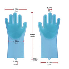 Multicolor Magic Silicone Cleaning Gloves for Kitchen, Dishwashing & Pet Grooming