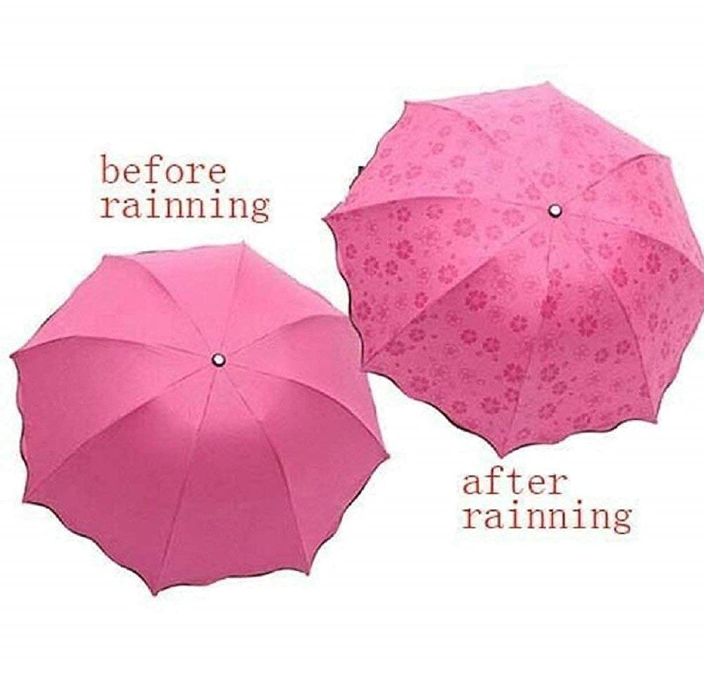 Magic Blossom Umbrella – Water-Activated Flower Print, 3-Fold, Sun & Rain for Women, Men & Kids