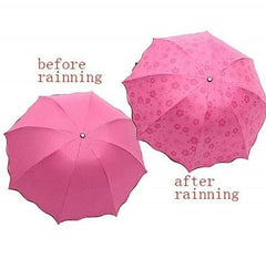 Magic Blossom Umbrella – Water-Activated Flower Print, 3-Fold, Sun & Rain for Women, Men & Kids