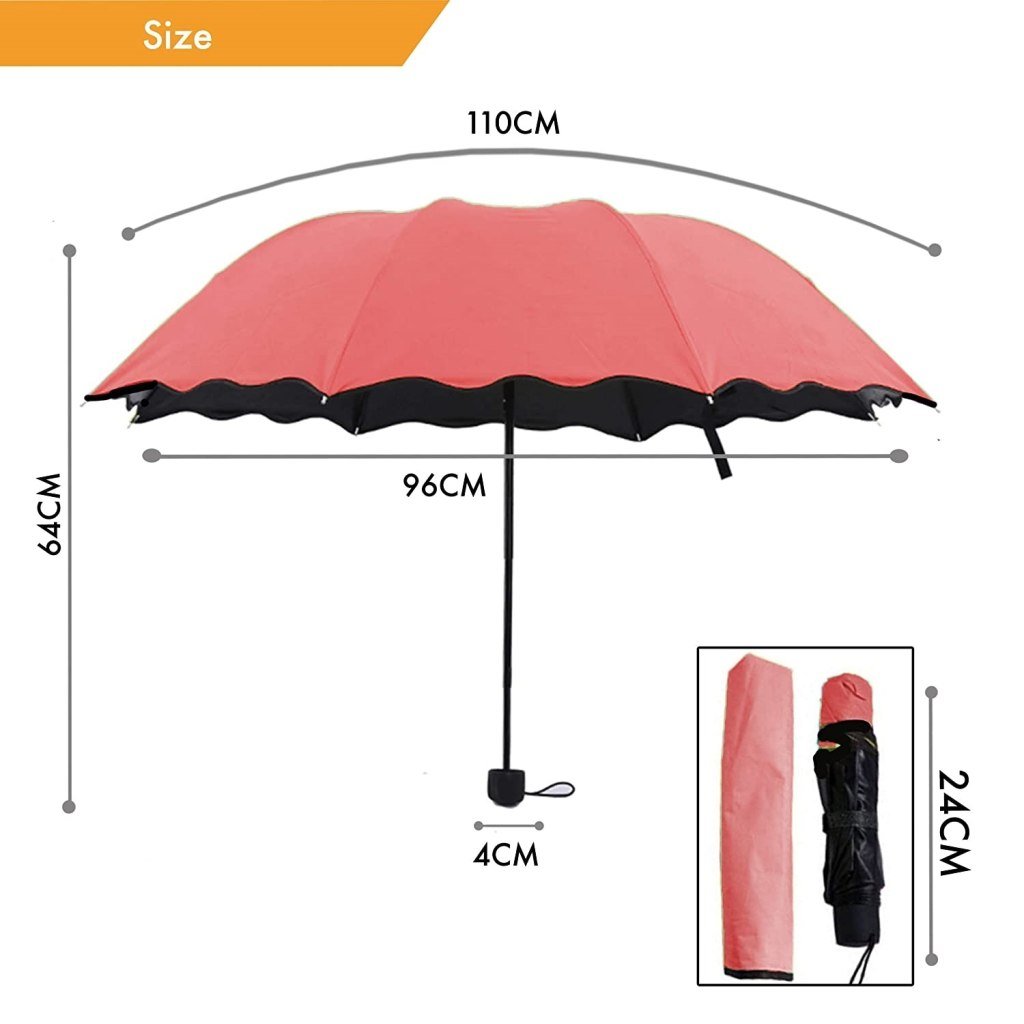Magic Blossom Umbrella – Water-Activated Flower Print, 3-Fold, Sun & Rain for Women, Men & Kids