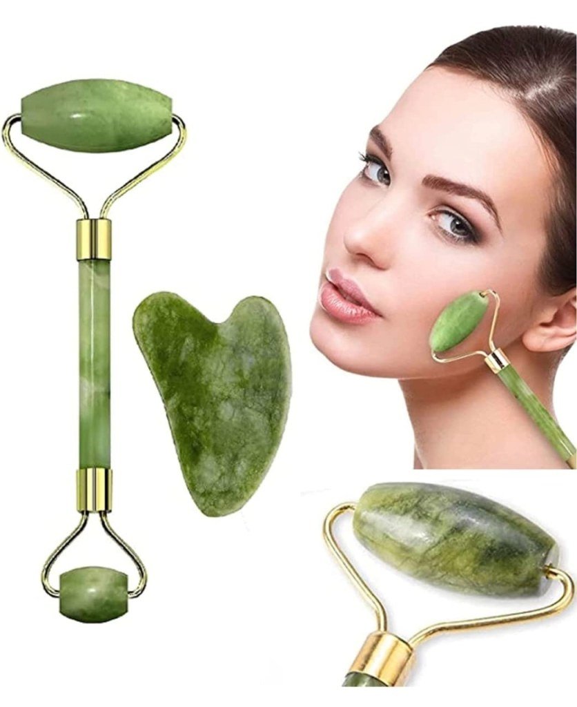 Green Jade Roller & Massager – Anti-Aging Face, Eye, Neck & Foot Tool