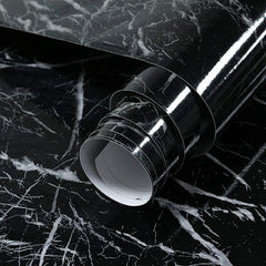 Black Marble Foil Roll – Self Adhesive, Waterproof, Removable Wallpaper for Counters & Cabinets