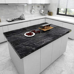 Black Marble Foil Roll – Self Adhesive, Waterproof, Removable Wallpaper for Counters & Cabinets