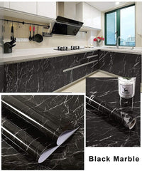Black Marble Foil Roll – Self Adhesive, Waterproof, Removable Wallpaper for Counters & Cabinets