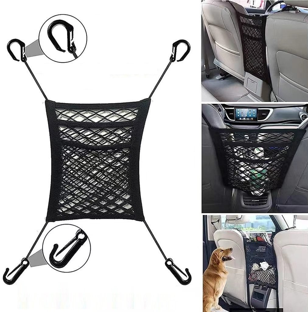 Multi-Layer Car Mesh Organizer & Storage Net for Backseat & Trunk