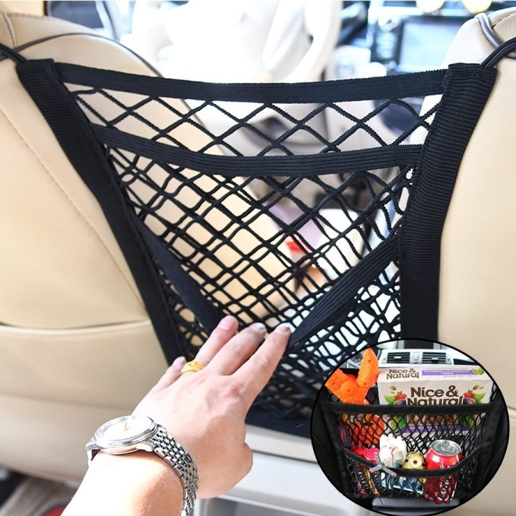 Multi-Layer Car Mesh Organizer & Storage Net for Backseat & Trunk