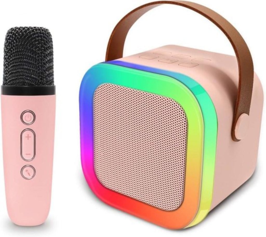 Bluetooth Karaoke Mic & Speaker – Rechargeable Portable Mini Karaoke Microphone with Built-in Speaker for Kids
