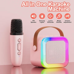 Bluetooth Karaoke Mic & Speaker – Rechargeable Portable Mini Karaoke Microphone with Built-in Speaker for Kids