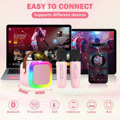 Bluetooth Karaoke Mic & Speaker – Rechargeable Portable Mini Karaoke Microphone with Built-in Speaker for Kids
