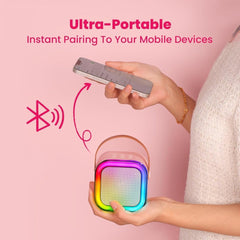 Bluetooth Karaoke Mic & Speaker – Rechargeable Portable Mini Karaoke Microphone with Built-in Speaker for Kids