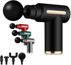 Portable Mini Facial & Body Massage Gun – 4 Heads, 6 Speeds for Pain Relief & Muscle Relaxation
