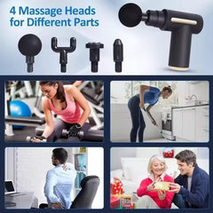 Portable Mini Facial & Body Massage Gun – 4 Heads, 6 Speeds for Pain Relief & Muscle Relaxation