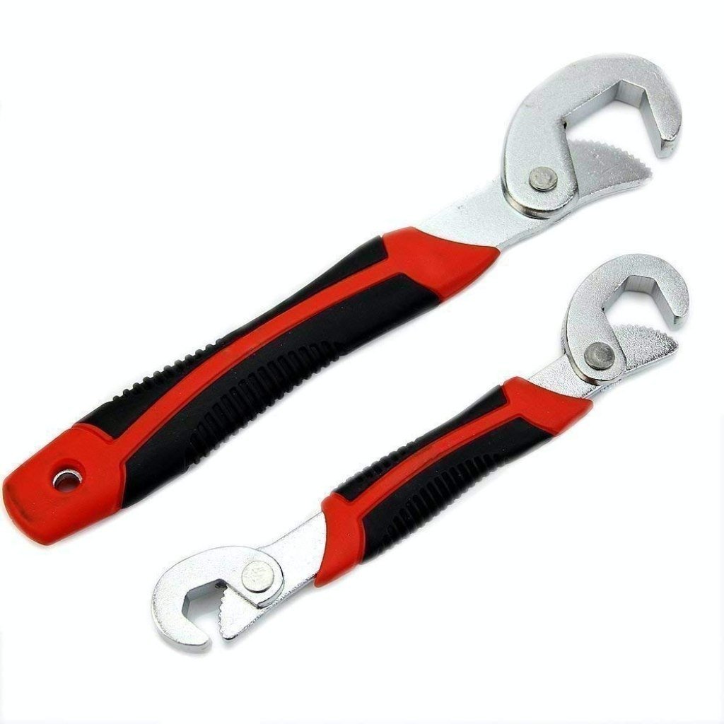 Snap & Grip Multifunction Stainless Steel Wrench Set – Adjustable Spanner Tools (Black & Red, Pack of 2)
