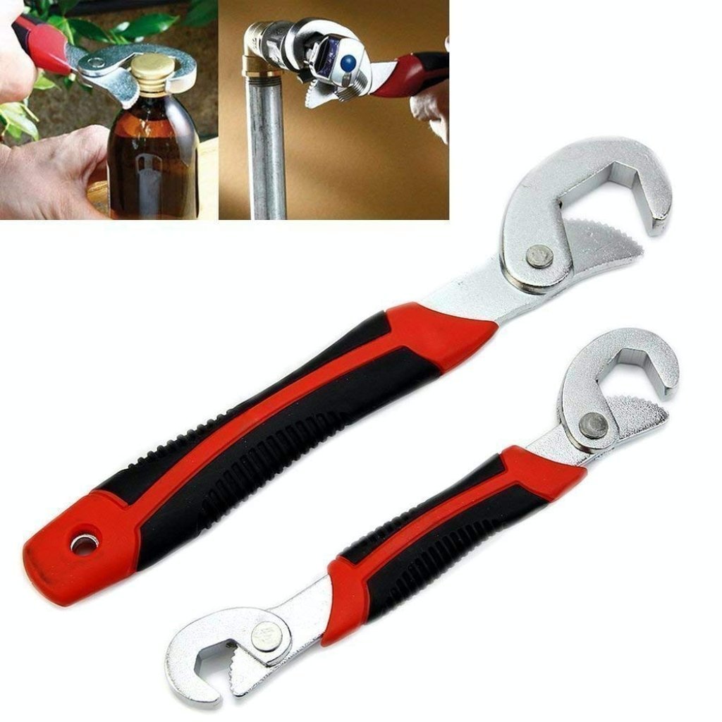 Snap & Grip Multifunction Stainless Steel Wrench Set – Adjustable Spanner Tools (Black & Red, Pack of 2)