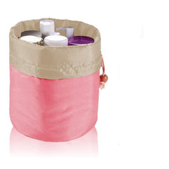 Large Pink Round Cosmetic Pouch – Waterproof Travel Makeup & Toiletry Organizer
