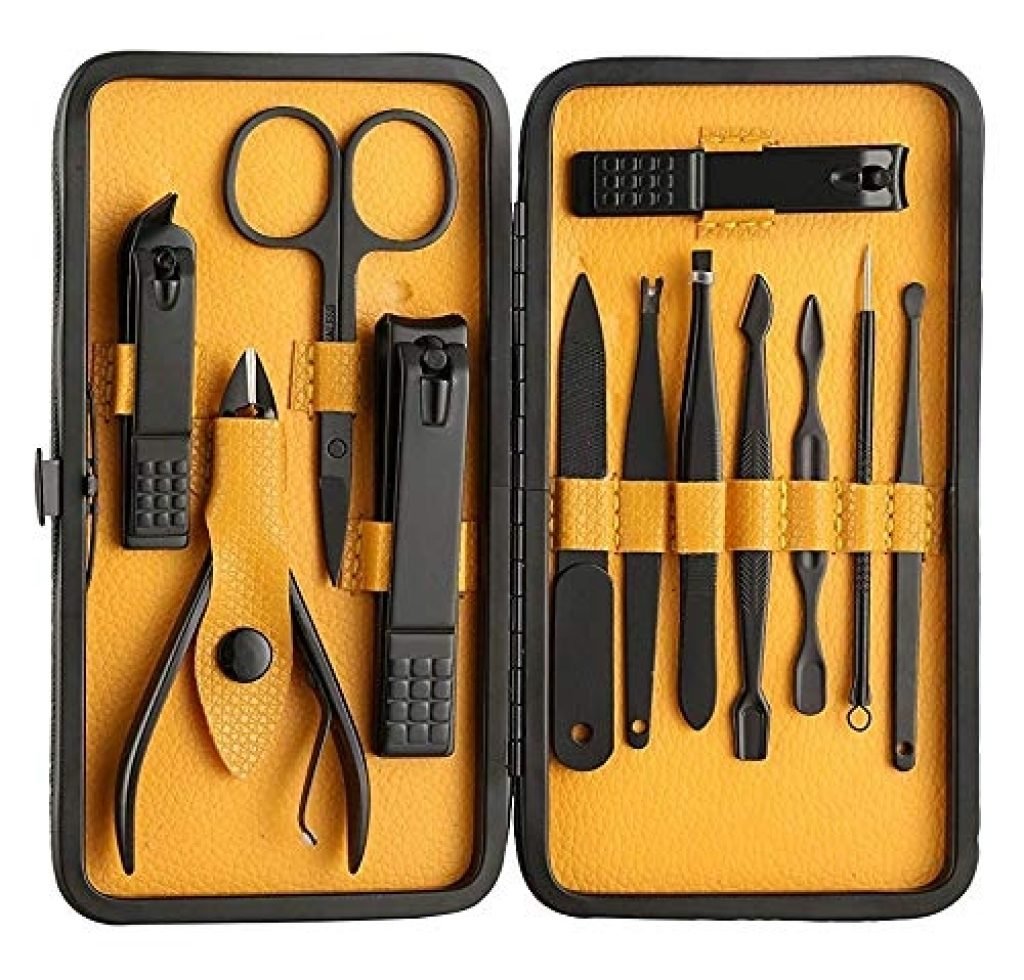12-in-1 Stainless Steel Nail Clipper & Grooming Kit with Travel Case