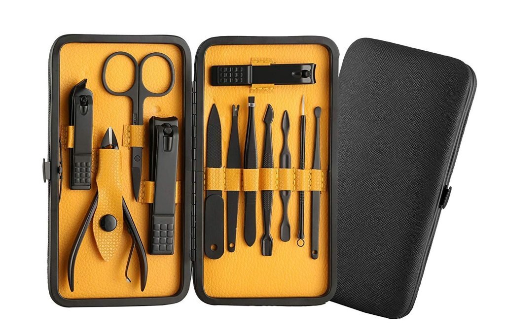 12-in-1 Stainless Steel Nail Clipper & Grooming Kit with Travel Case