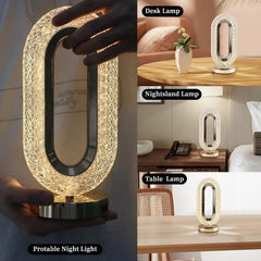Elegant Crystal Oval Desk Lamp with Color-Changing Touch & Dimmable Brightness