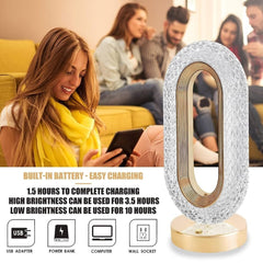 Elegant Crystal Oval Desk Lamp with Color-Changing Touch & Dimmable Brightness