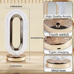 Elegant Crystal Oval Desk Lamp with Color-Changing Touch & Dimmable Brightness