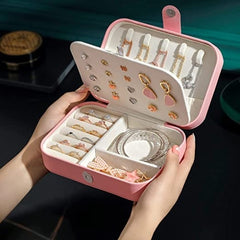 PU Leather Jewelry Organizer Box with Dividers – Portable Storage for Rings, Earrings & Necklaces
