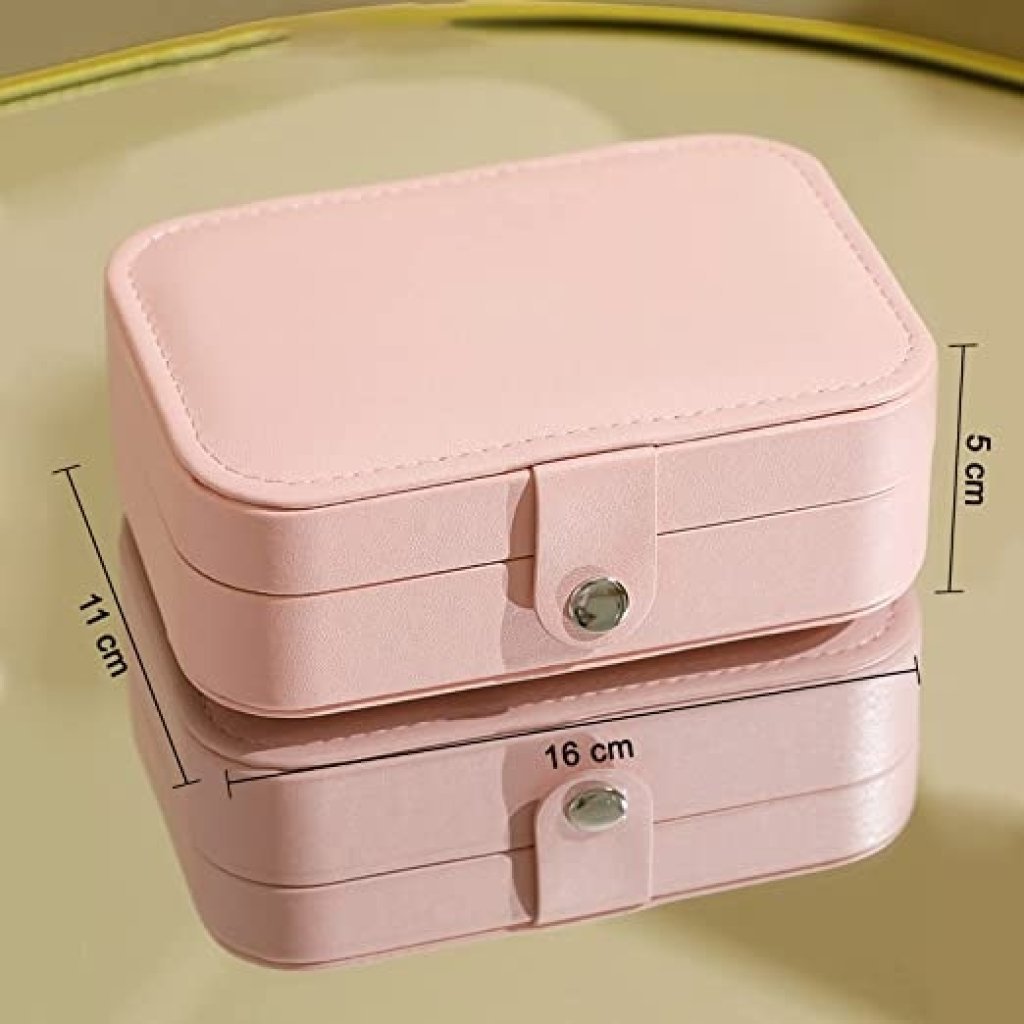 PU Leather Jewelry Organizer Box with Dividers – Portable Storage for Rings, Earrings & Necklaces