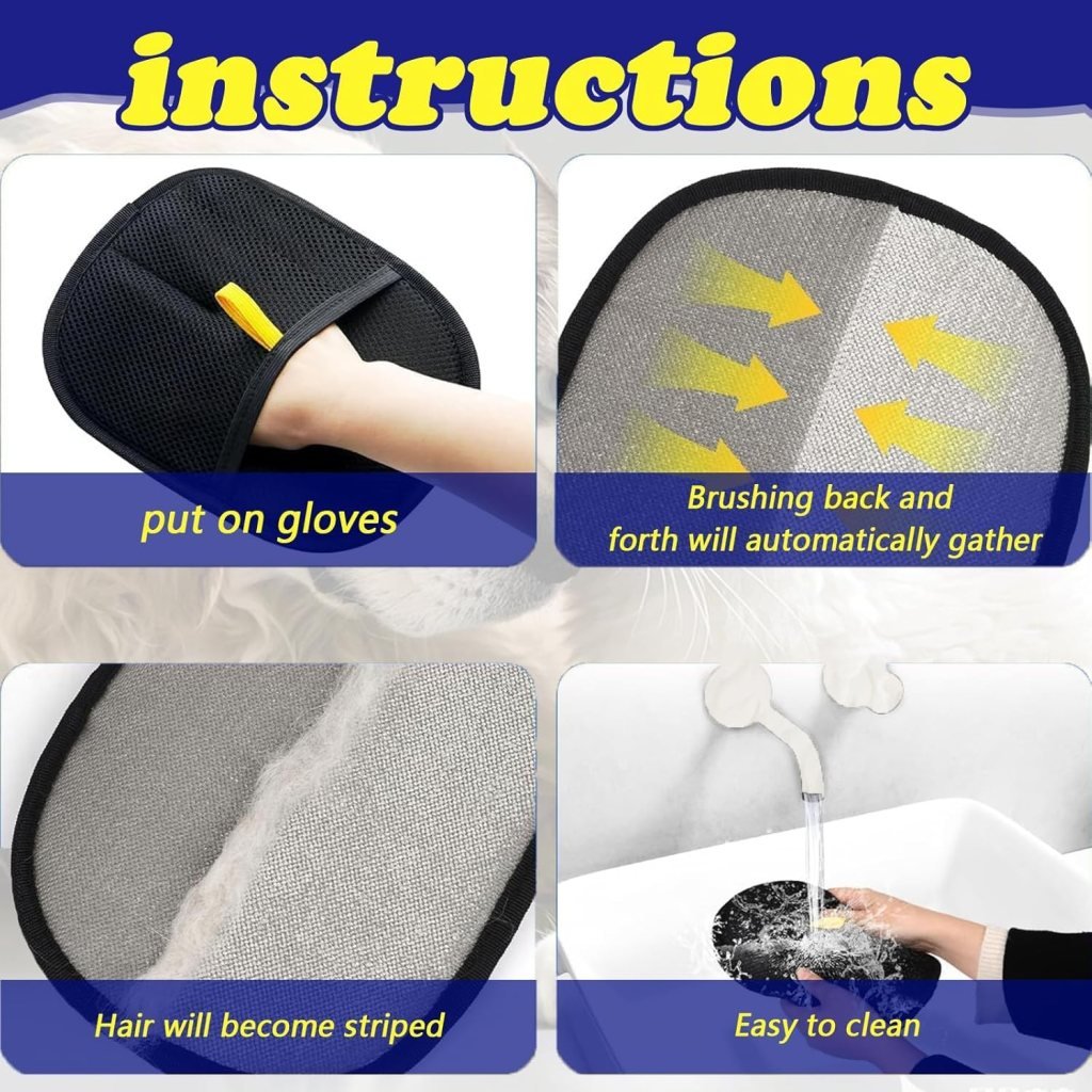 Pet Hair Removal Gloves – Electrostatic Dog & Cat Hair Remover (1 Pair)