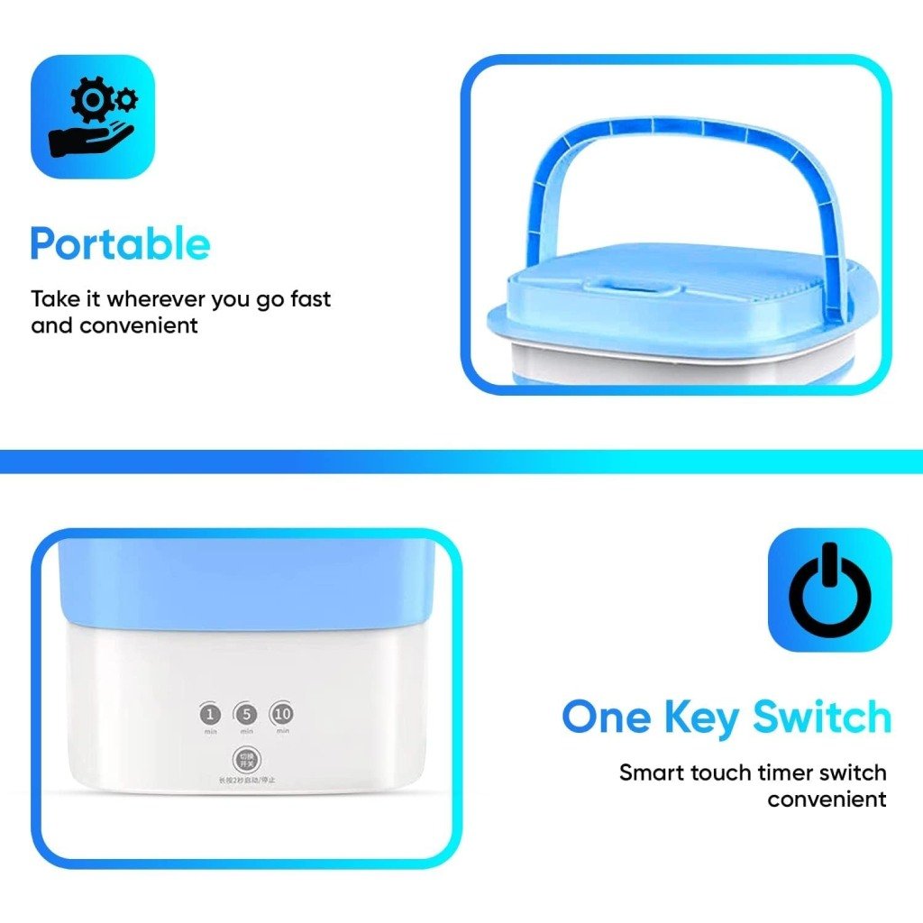 Portable Foldable Mini Washing Machine – Compact Travel Laundry Washer