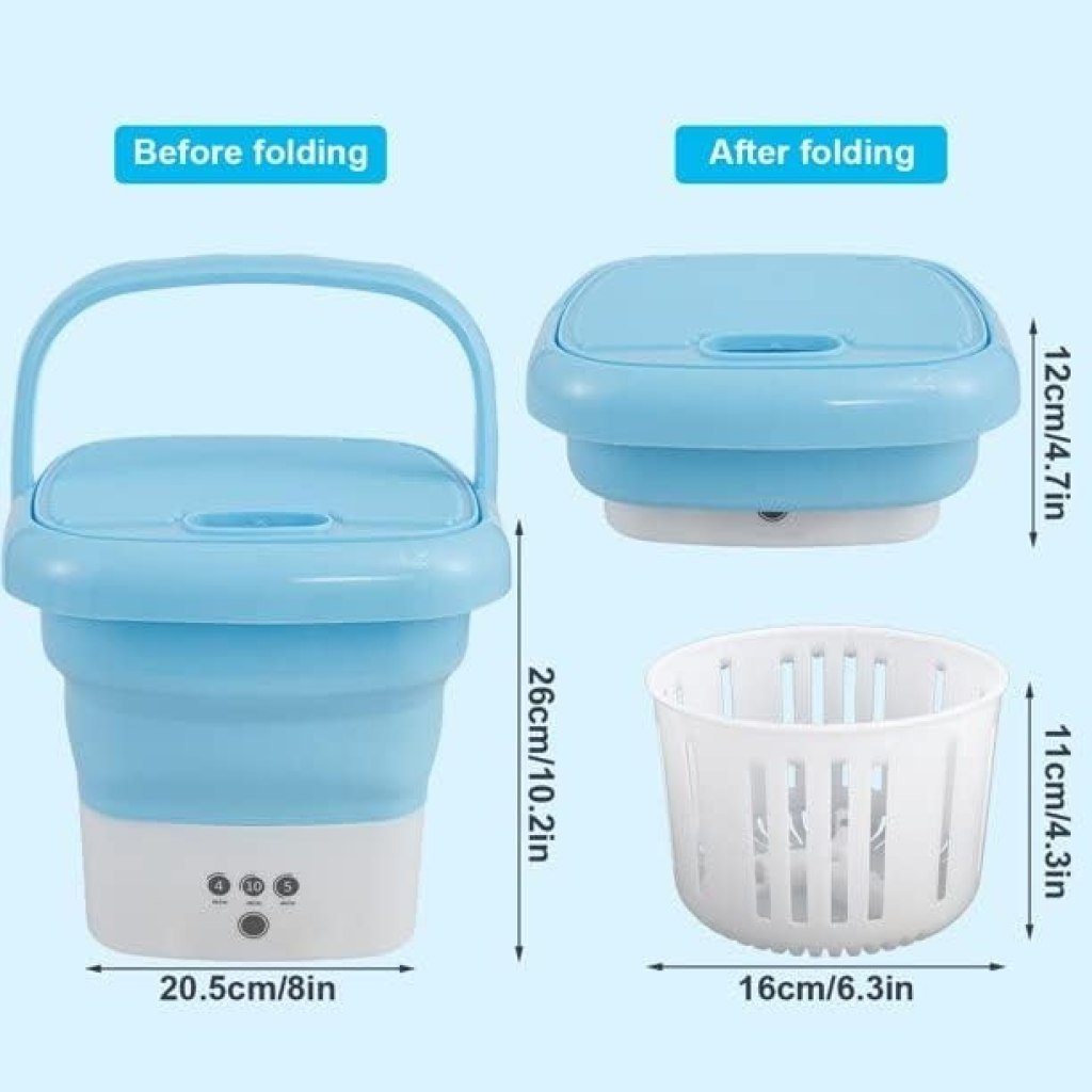 Portable Foldable Mini Washing Machine – Compact Travel Laundry Washer