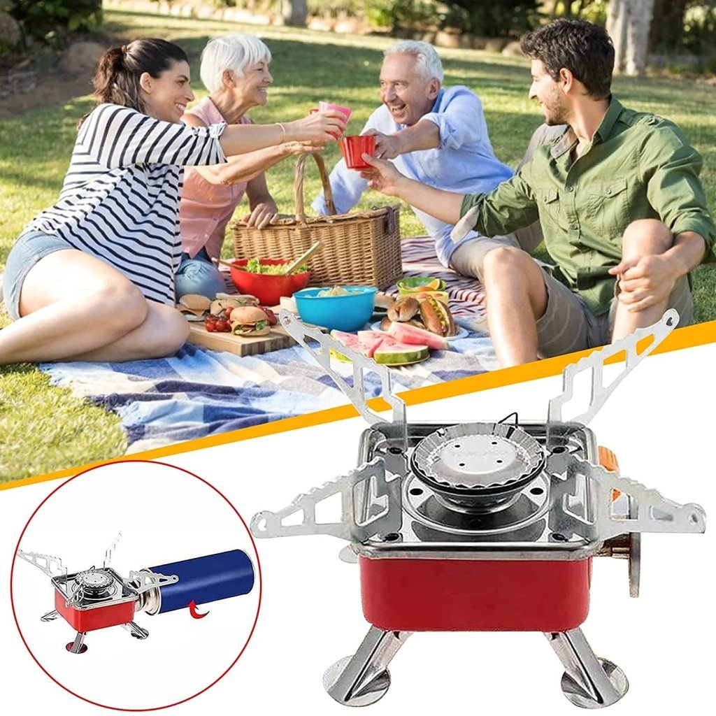 Portable Folding Camping Gas Stove – Lightweight Aluminum Picnic Stove for Outdoor Cooking