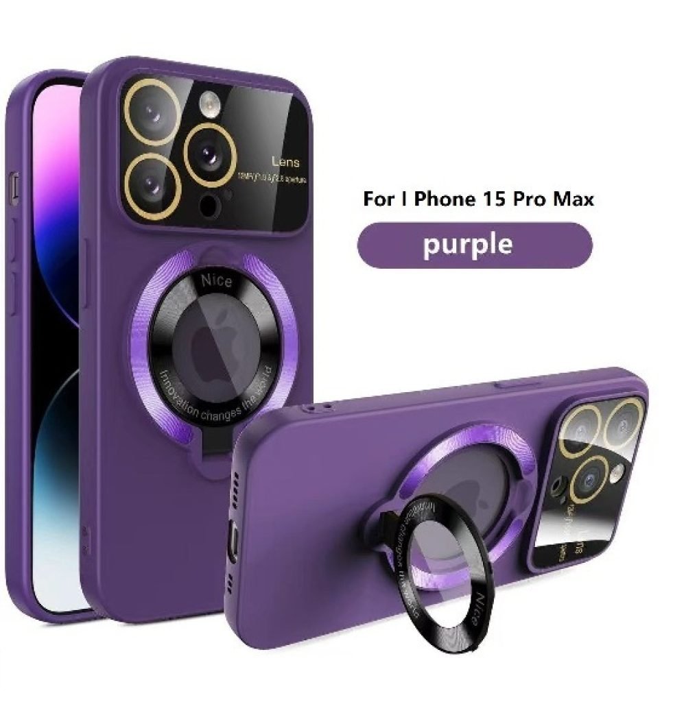 Purple iPhone 15 Pro Max Case with MagSafe & Invisible Stand