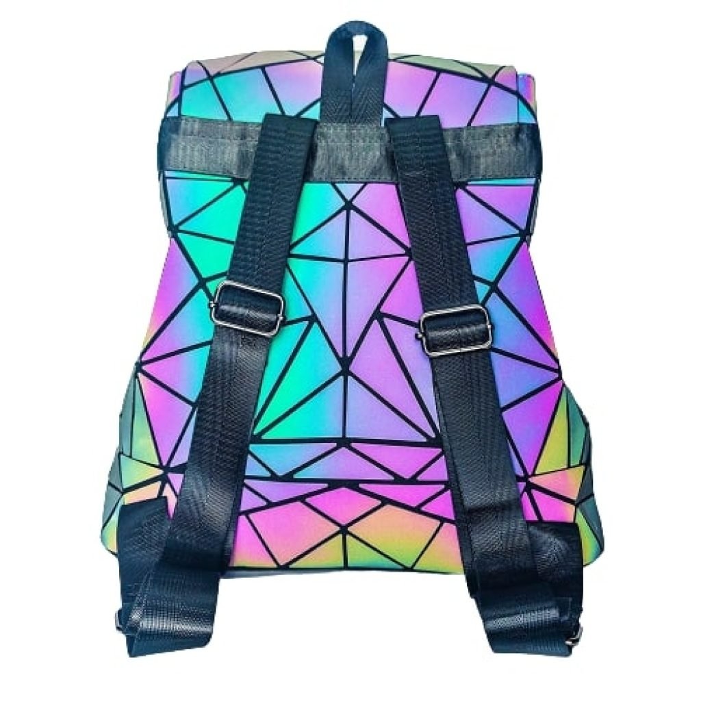 Reflective Geometric Holographic Bag for Girls & Women – Stylish, Luminous, & Large for College & Office