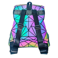 Reflective Geometric Holographic Bag for Girls & Women – Stylish, Luminous, & Large for College & Office