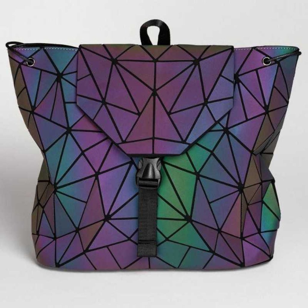Reflective Geometric Holographic Bag for Girls & Women – Stylish, Luminous, & Large for College & Office