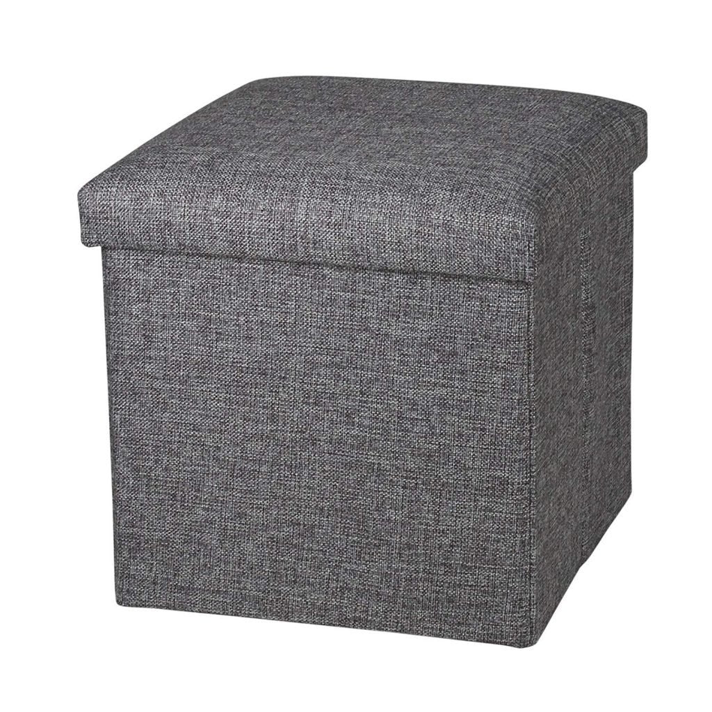 Cube Storage Stool with Cushion – Foldable, Multi-Purpose Seat & Organizer (30x30x30cm, Grey)