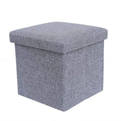 Cube Storage Stool with Cushion – Foldable, Multi-Purpose Seat & Organizer (30x30x30cm, Grey)