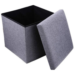 Cube Storage Stool with Cushion – Foldable, Multi-Purpose Seat & Organizer (30x30x30cm, Grey)
