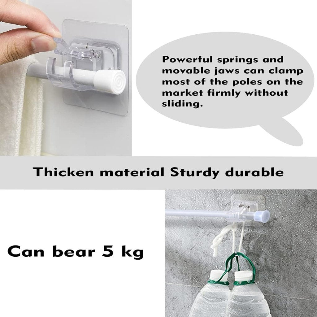 Self-Adhesive Curtain Hook Holders – No Drill, Nail-Free, Adjustable, Transparent (1 Pack)