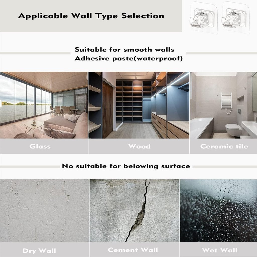 Self-Adhesive Curtain Hook Holders – No Drill, Nail-Free, Adjustable, Transparent (1 Pack)