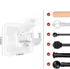Self-Adhesive Curtain Hook Holders – No Drill, Nail-Free, Adjustable, Transparent (1 Pack)