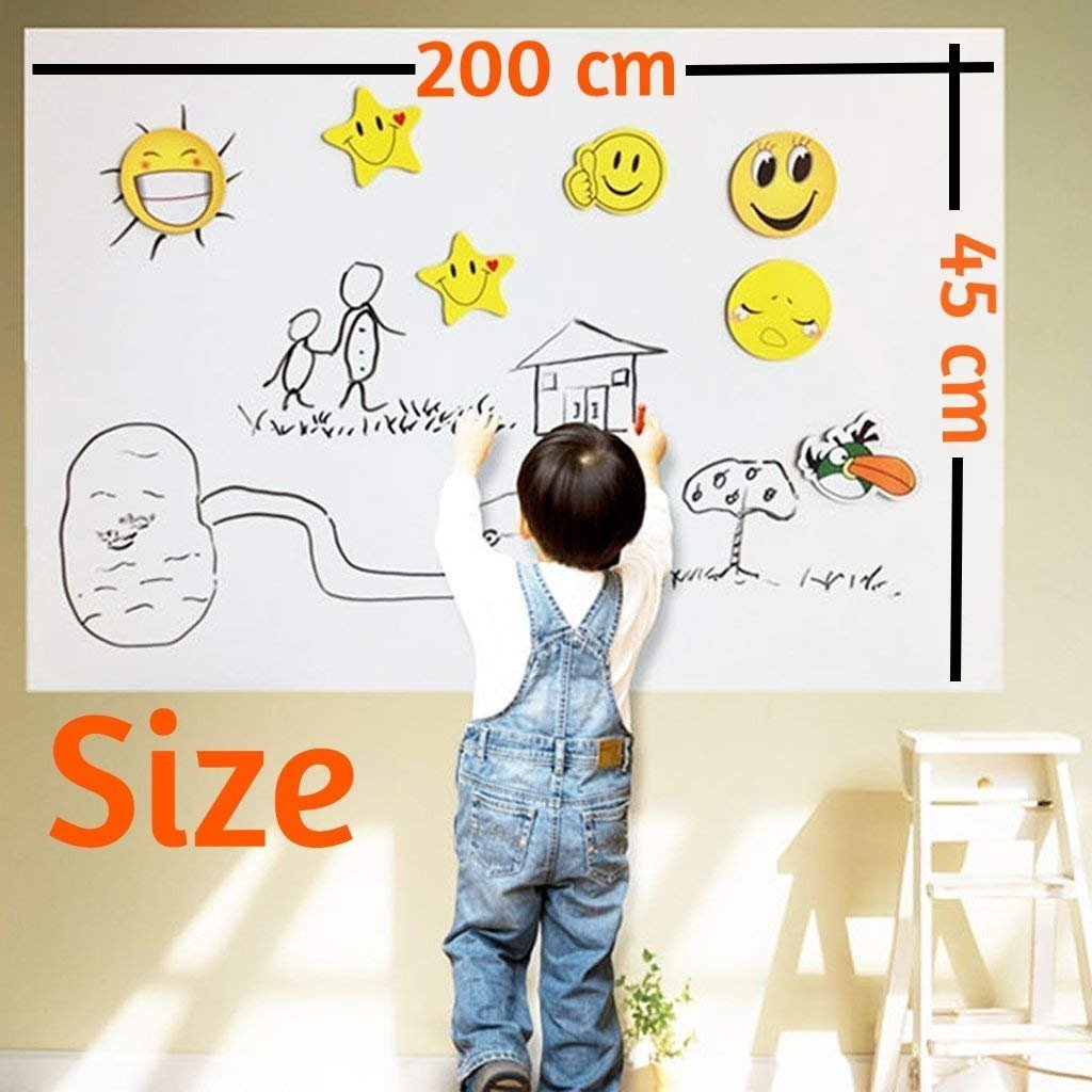Premium 45cm x 200cm Self-Adhesive Whiteboard Wall Decal with Pen
