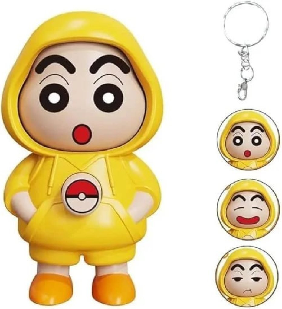 Shinchan Face Changing Keychain – 3 Expressions 3D Cartoon Toy, Durable Unisex Accessory