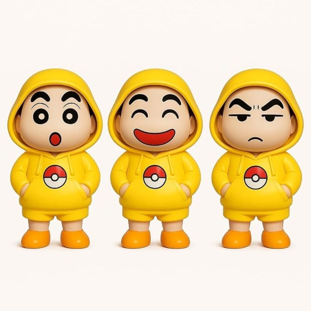 Shinchan Face Changing Keychain – 3 Expressions 3D Cartoon Toy, Durable Unisex Accessory