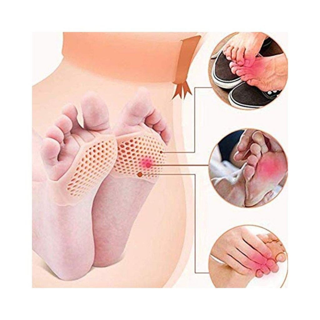 Silicone Gel Toe & Heel Sleeves – Anti-Skid Forefoot Pads for Pain Relief & Skin Repair (Free Size)