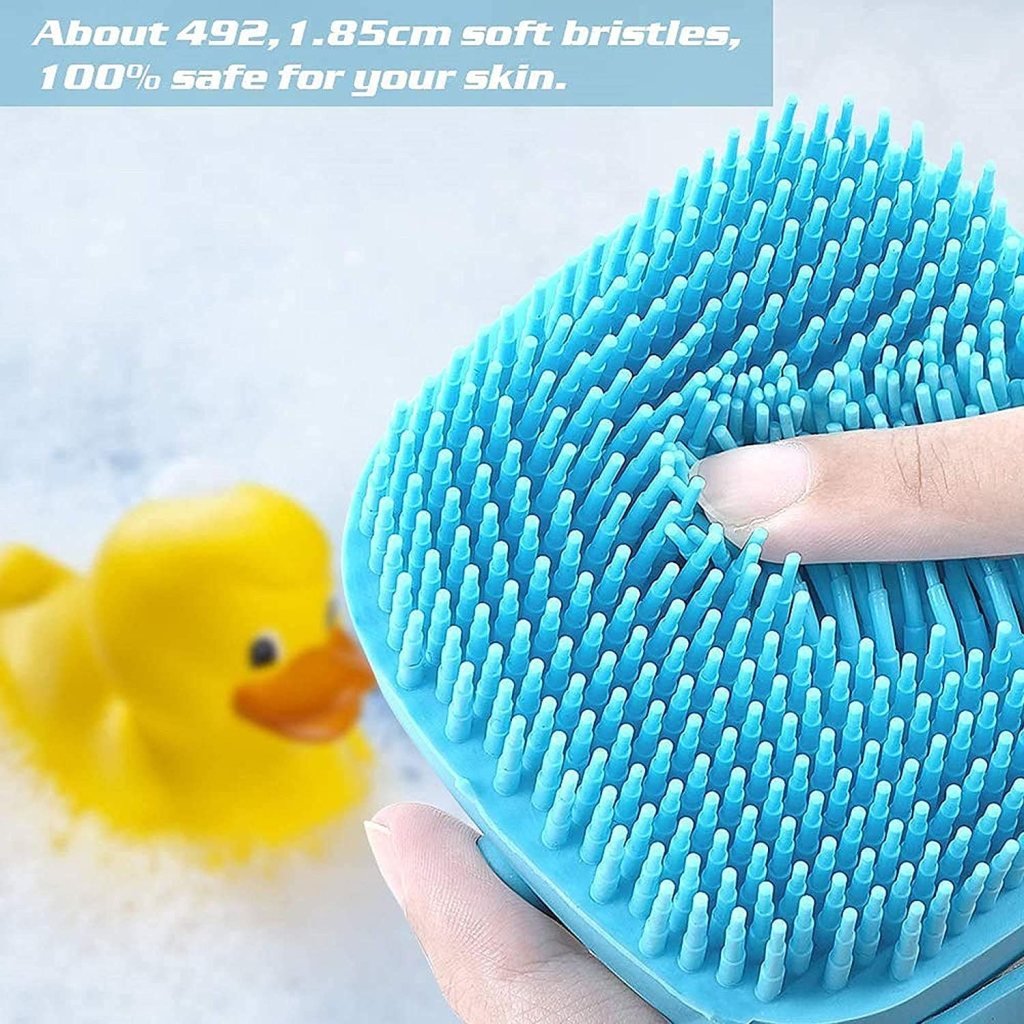 Multicolor Silicone Shower Bath Brush with Shampoo Dispenser – Gentle Deep Clean & Massage