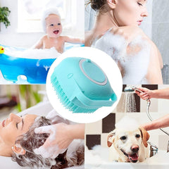 Multicolor Silicone Shower Bath Brush with Shampoo Dispenser – Gentle Deep Clean & Massage