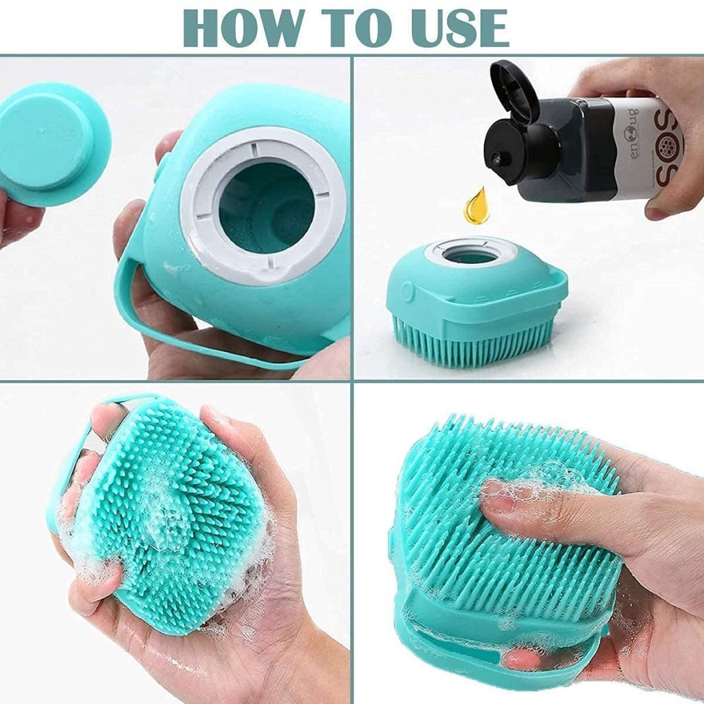 Multicolor Silicone Shower Bath Brush with Shampoo Dispenser – Gentle Deep Clean & Massage