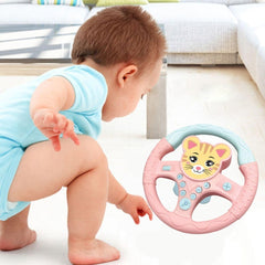 Kids Simulated Steering Wheel Car Toy with Lights, Music & Suction (Pink)